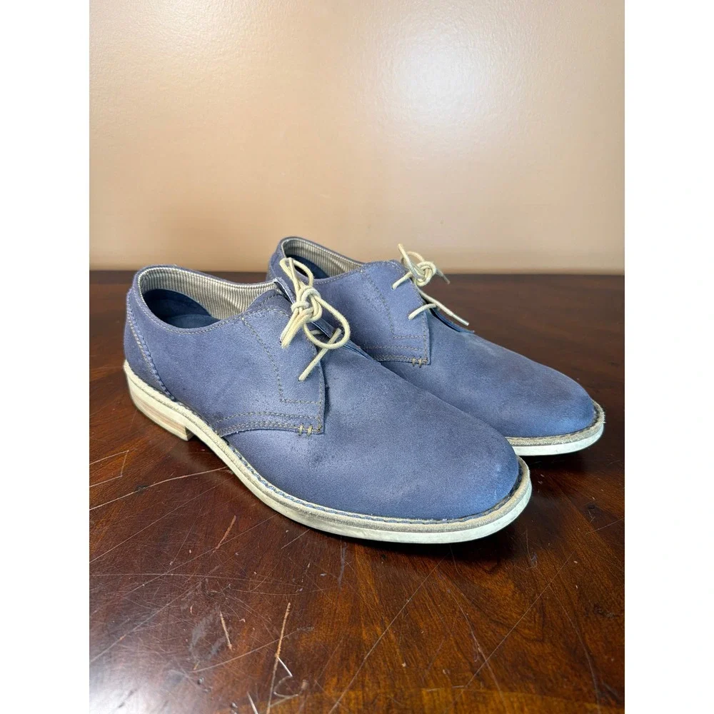 Original Penguin Mens Blue Suede Derby Shoes Lace Up‎ Oxford Casual Dress Shoes